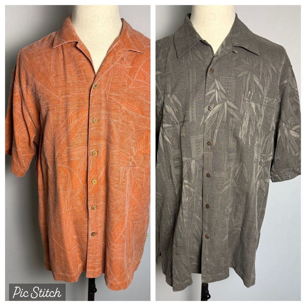 100% Silk Men's Shirts SET OF 2 Island Shores & Jamaica Jaxx XL Beach Vacation